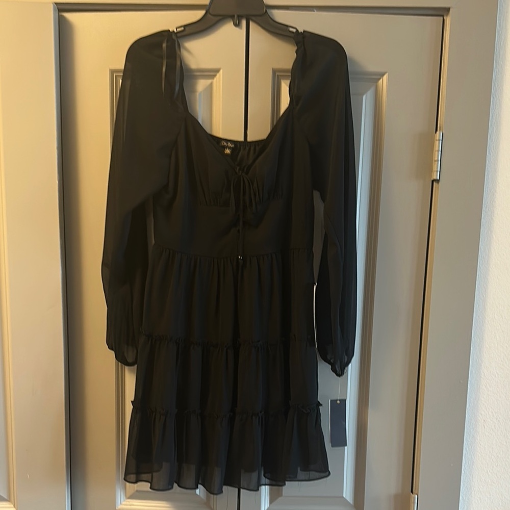 City Studio Black Bishop Sleeve Sundress
